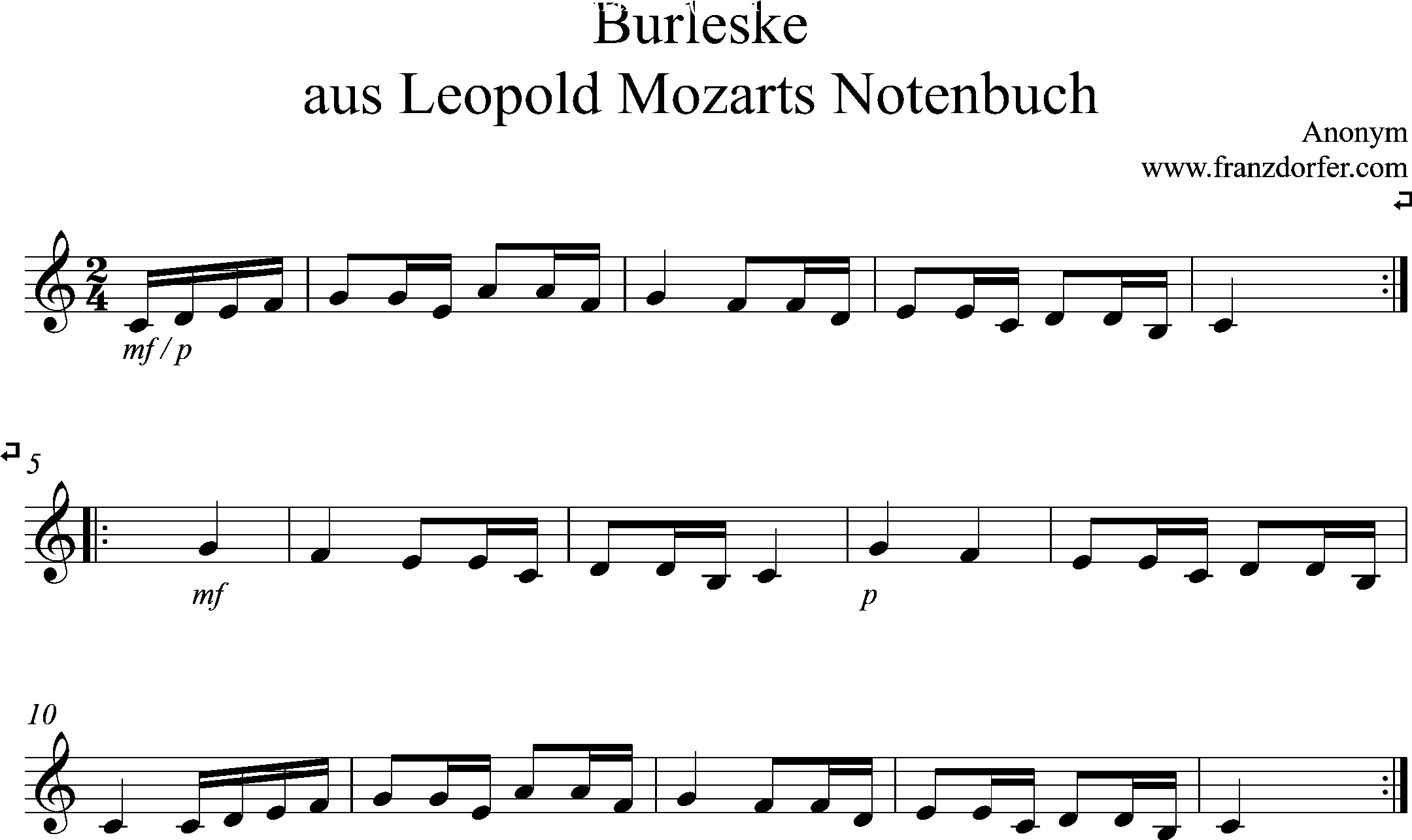 clarinet sheet, burleske, C-Major